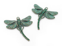 Patina Anhänger als Libelle in antik bronzefarben...