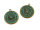 Patina Anhänger als Uhr in antik bronzefarben grün patiniert 2 Stück