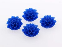4 Cabochons in blau, als Blume gefertigt, 15 mm