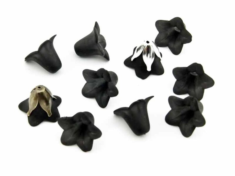10 Blüte 18 mm schwarz gefrostet