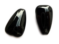 4 große Glasperlen als Tropfen in schwarz