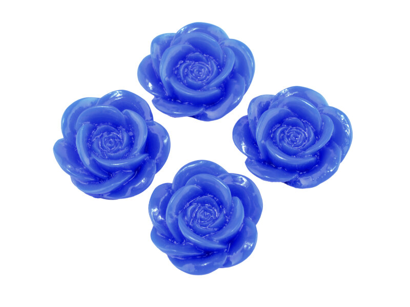 Cabochons als Rosen in königsblau 18 mm 4 Stück
