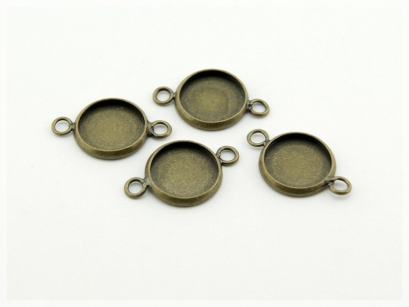 10 Fassungen für 12 mm Cabochons in Vintage bronze