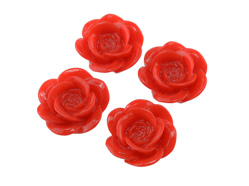 Cabochons als Rosen in rot 18 mm 4 Stück
