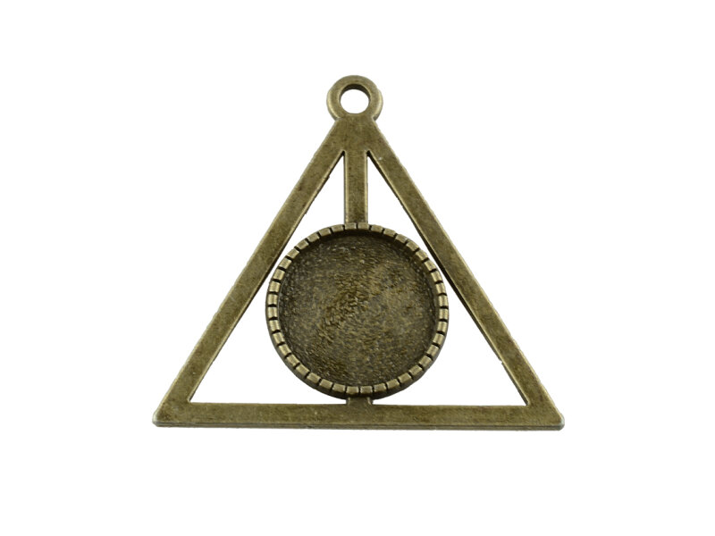 Anhänger in Dreiecksform mit einer Fassung für 16 mm Cabochons in antik bronzefarben 4 Stück