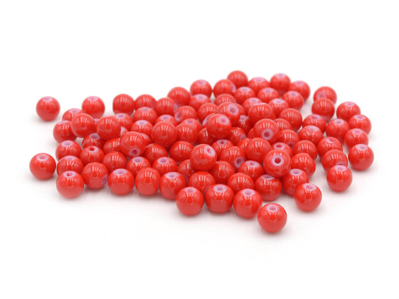 Glasperlen in rot glasiert 6 mm 100 Stück