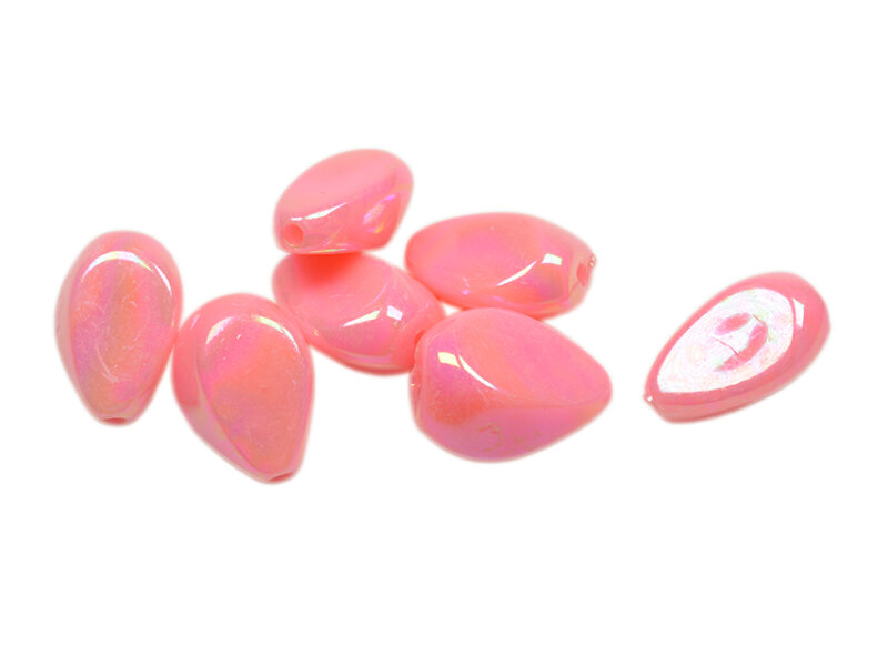 tropfenförmige Acrylperlen im holographic Design in rosa 10 Stück