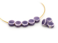 flache Porzellanperlen "Circle" in violett 8 mm, 8 Stück