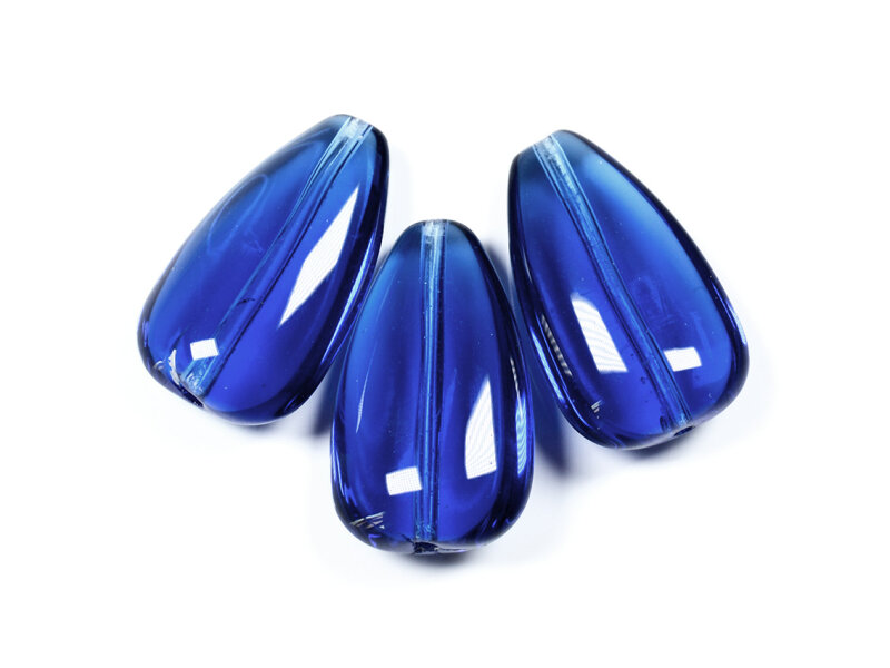 große Glasperlen als Tropfen in royalblau 4 Stück