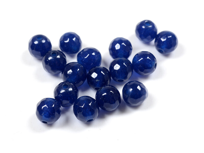 facettierte Perlen aus natürlicher Jade in nachtblau 10 Stück