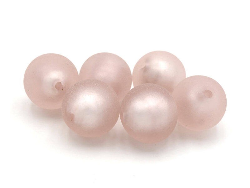 gefrostete Silberfolienperlen in rosa 16 mm 6 Stück
