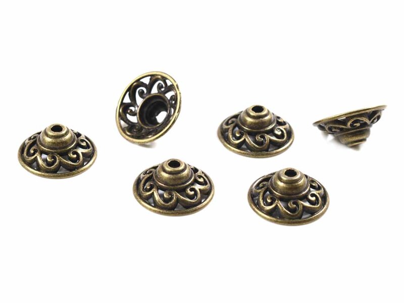 große orientalische Perlkappen in antik bronzefarben 14 mm 8 Stück
