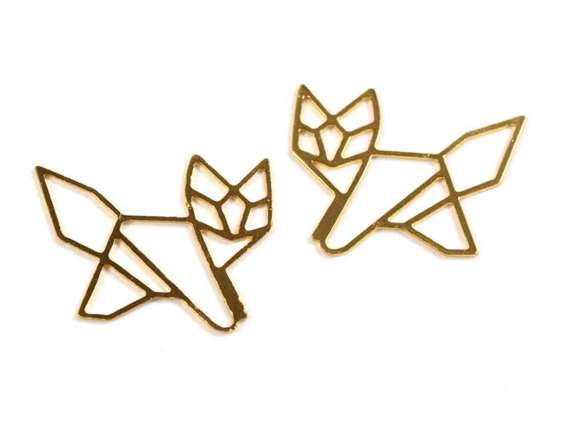 Anhänger als Fuchs aus Messing im Origami Stil in goldfarben 1 Stück