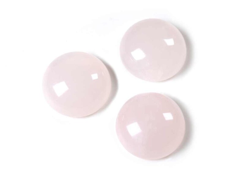 Cabochons aus Rosenquarz in rosa 12 mm 2 Stück