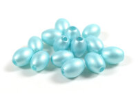 ovale glänzende Glasperlen in hellblau 20 Stück