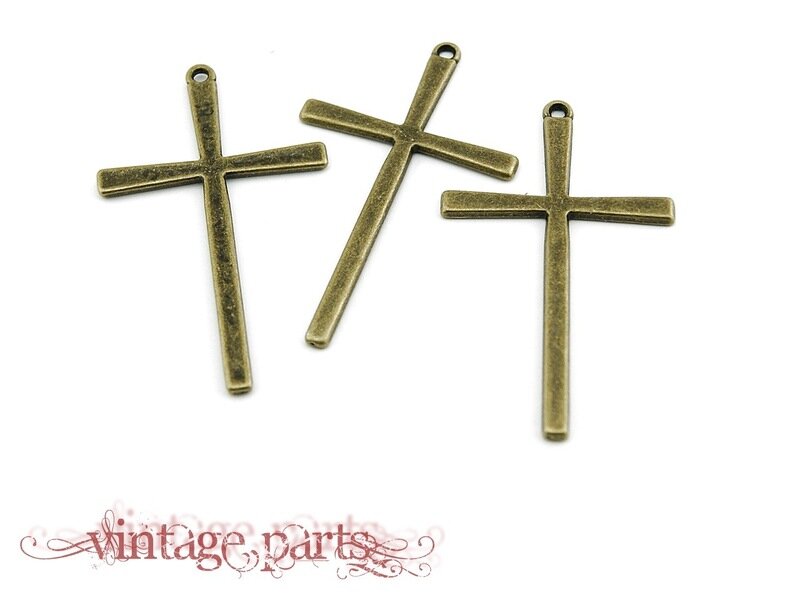 4 Anhänger Kreuz in vintage bronze charms