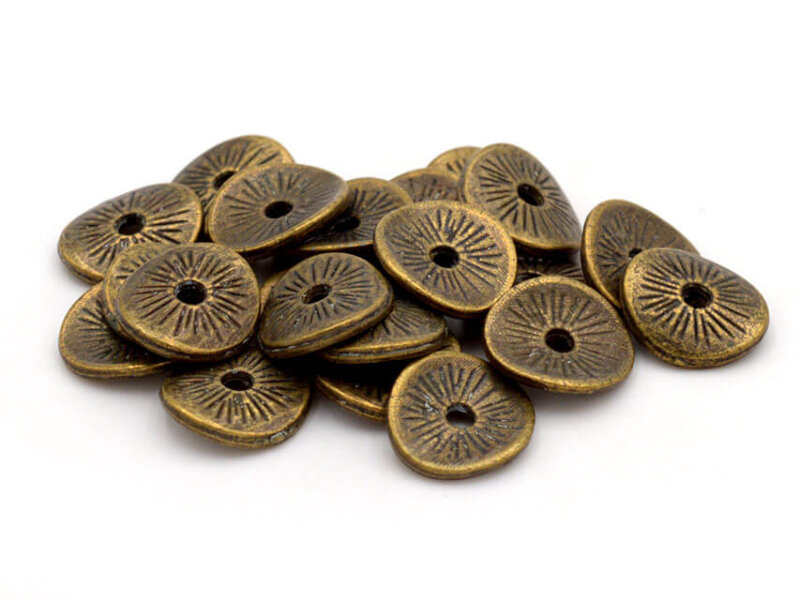 20 scheibenförmige, gebogene Zwischenperlen in vintage Bronze