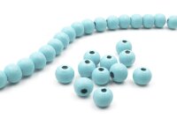 Perlen aus Holz in aquamarine 8 mm 50 Stück
