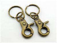 2 Schlüsselringe Karabiner vintage Bronze
