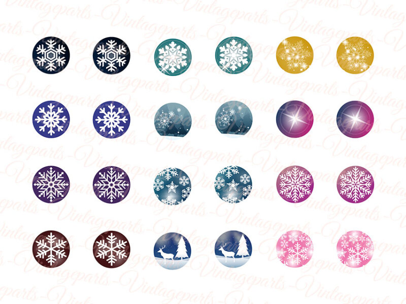 Motivbogen "Winterzeit" für Cabochons verschiedener Größen