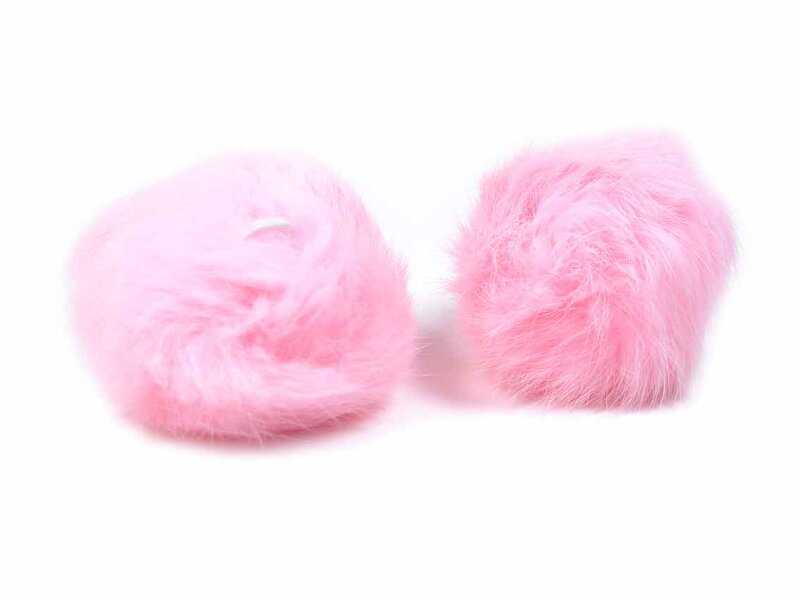 Anhänger als Bommel aus echtem Fell in pink 1 Stück