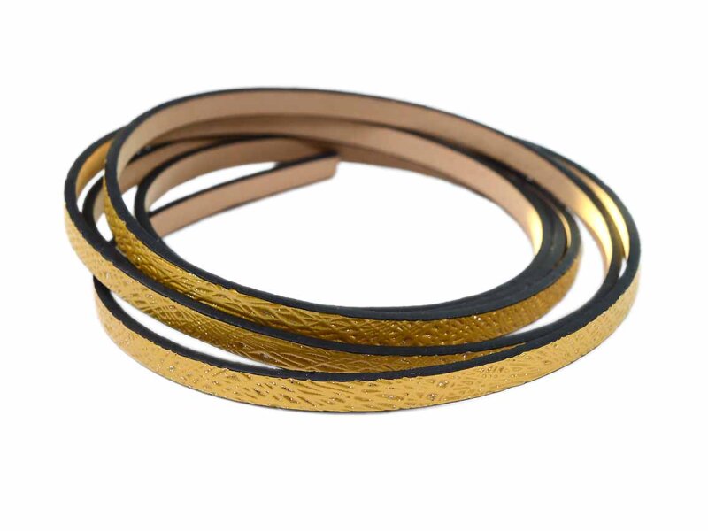 stylisches Kunstlederband in goldfarben 5 mm breit 1,10 m