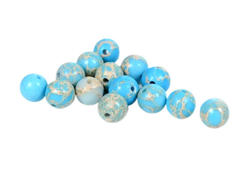 Perlen aus synthetischem Regalite in aquamarine 6 mm 10 Stück