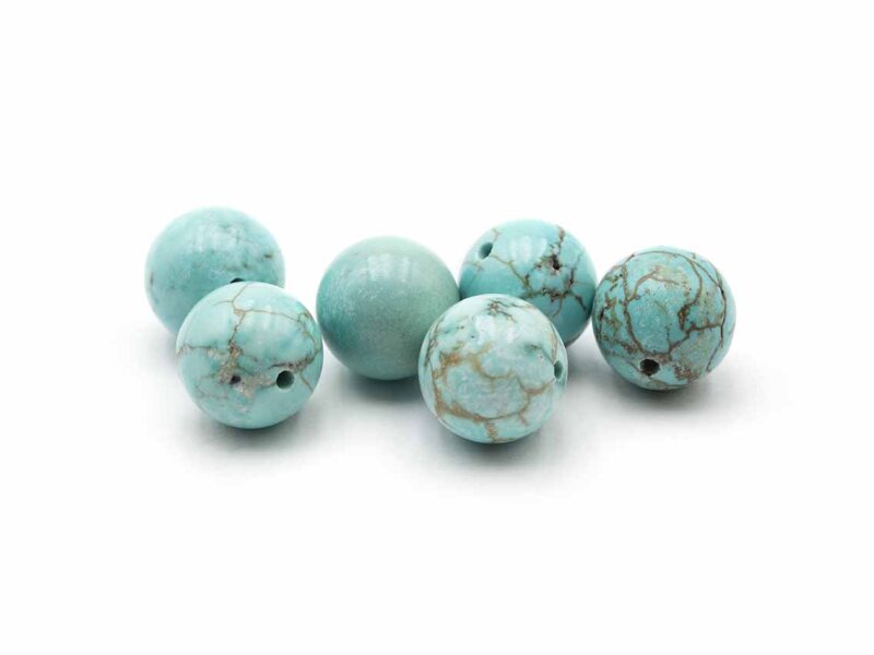 Perlen aus synthetischem Türkis 10mm 6 Stück