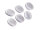 6 Cateye Cabochons in weiß/ grau,  18 x 13 mm