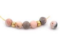 Perlen aus Jaspis in grau-rosa gefrostet 8,5 mm 6 Stück