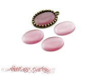 6 Cateye Cabochons in rosa, 18 x 13 mm