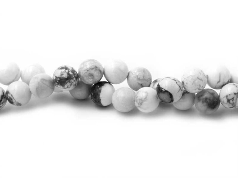 marmorierte Perlen aus Howlith in weiß 8 mm 6 Stück