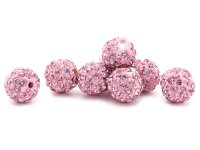 Perlen aus Polymerton mit Strasssteinen in rosa 10 mm 2...