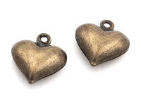 Herzen aus Messing in antik Bronze 10 Stück