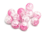 Crackle Glasperlen in pink und weiß 10 mm 10...
