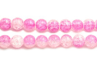 Crackle Glasperlen in pink und weiß 10 mm 10...