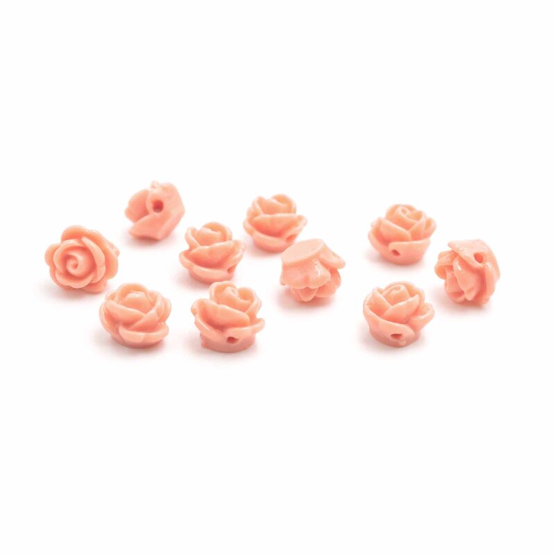 Resinperlen als Rosen in apricot 10 Stück