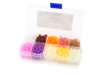 Box mit 500 gefrosteten Glasperlen in 10 sommerlichen Farben