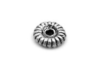 geriffelte flache Perle aus Silberguss 9 mm 1 Stück