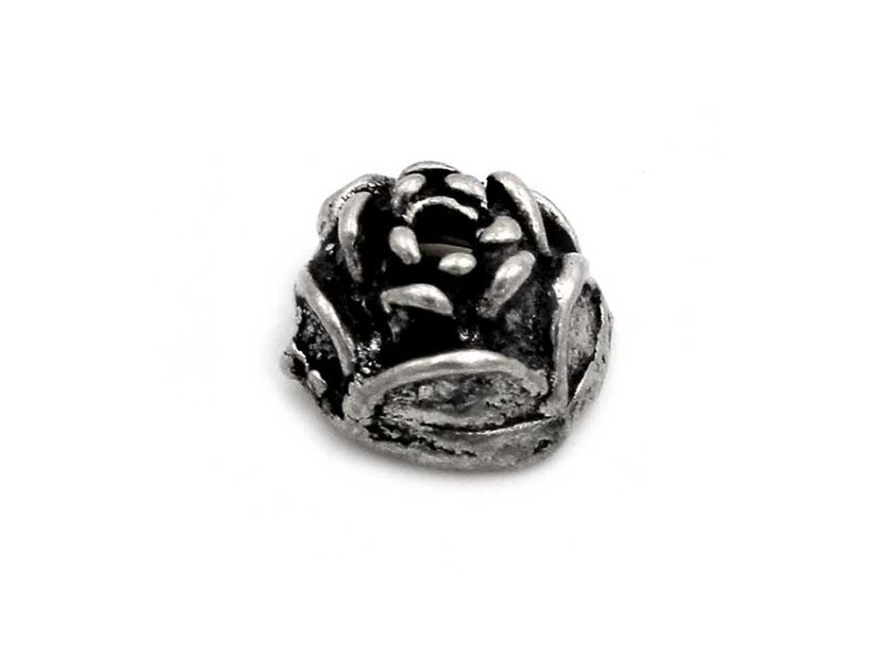 Perlkappe aus Silberguss in Rosenform 8 mm 1 Stück
