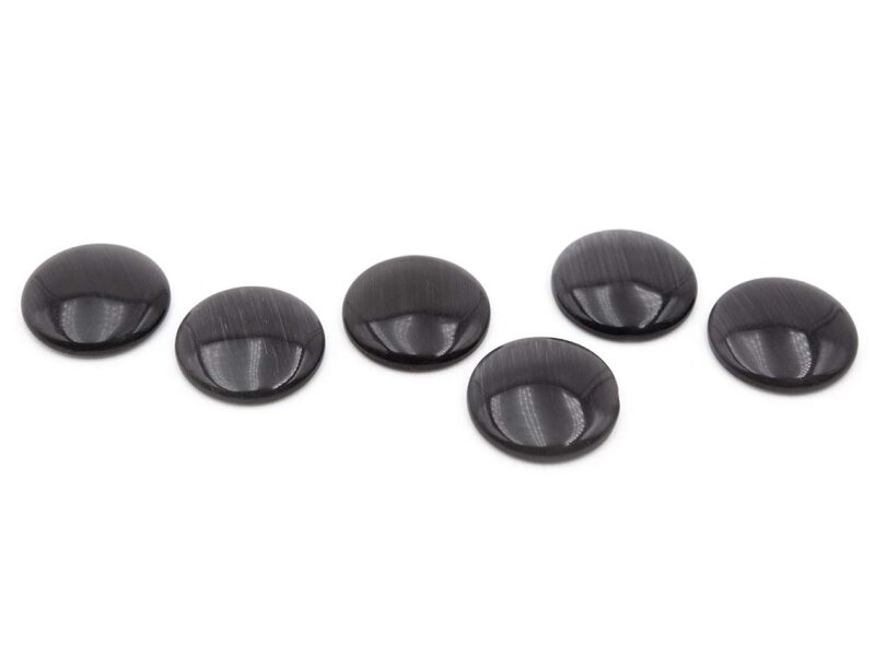 6 Cateye Cabochons in schwarz, 14 mm