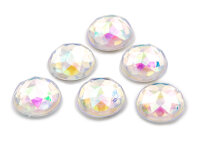 facettierte Cabochons im holographic Design in silber 8 mm 20 Stück