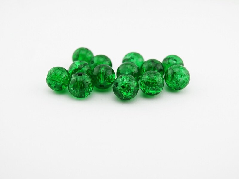20 Crackle Glasperlen in grün, 10 mm