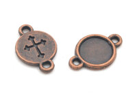 Fassungen als Verbinder mit Kreuz für 8 mm Cabochons in antik kupferfarben 6 Stück