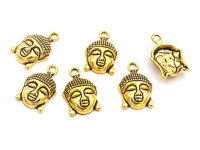 Anhänger Buddha Kopf in antik goldfarben 6er Set