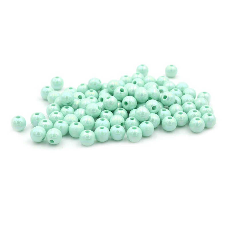 Perlen aus Acryl in mint im holographic Design 6 mm 100 Stück