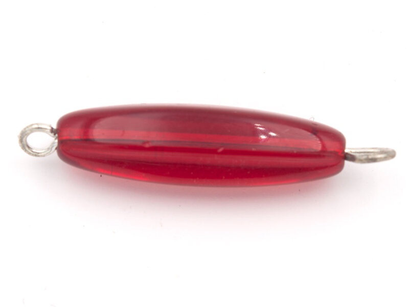ovale rote Glasperlen mit Ösenstift als Verbinder im 4er Set