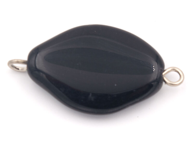 ovale Glasperle mit Verbinderstift im 4er Set in schwarz