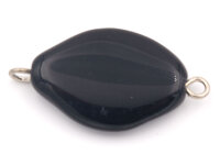 ovale Glasperle mit Verbinderstift im 4er Set in schwarz