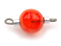 Perle  im Lampworkdesign in orangerot mit Verbinderstift...